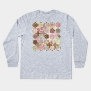 Neapolitan Geometric Tile Pattern Kids Long Sleeve T-Shirt